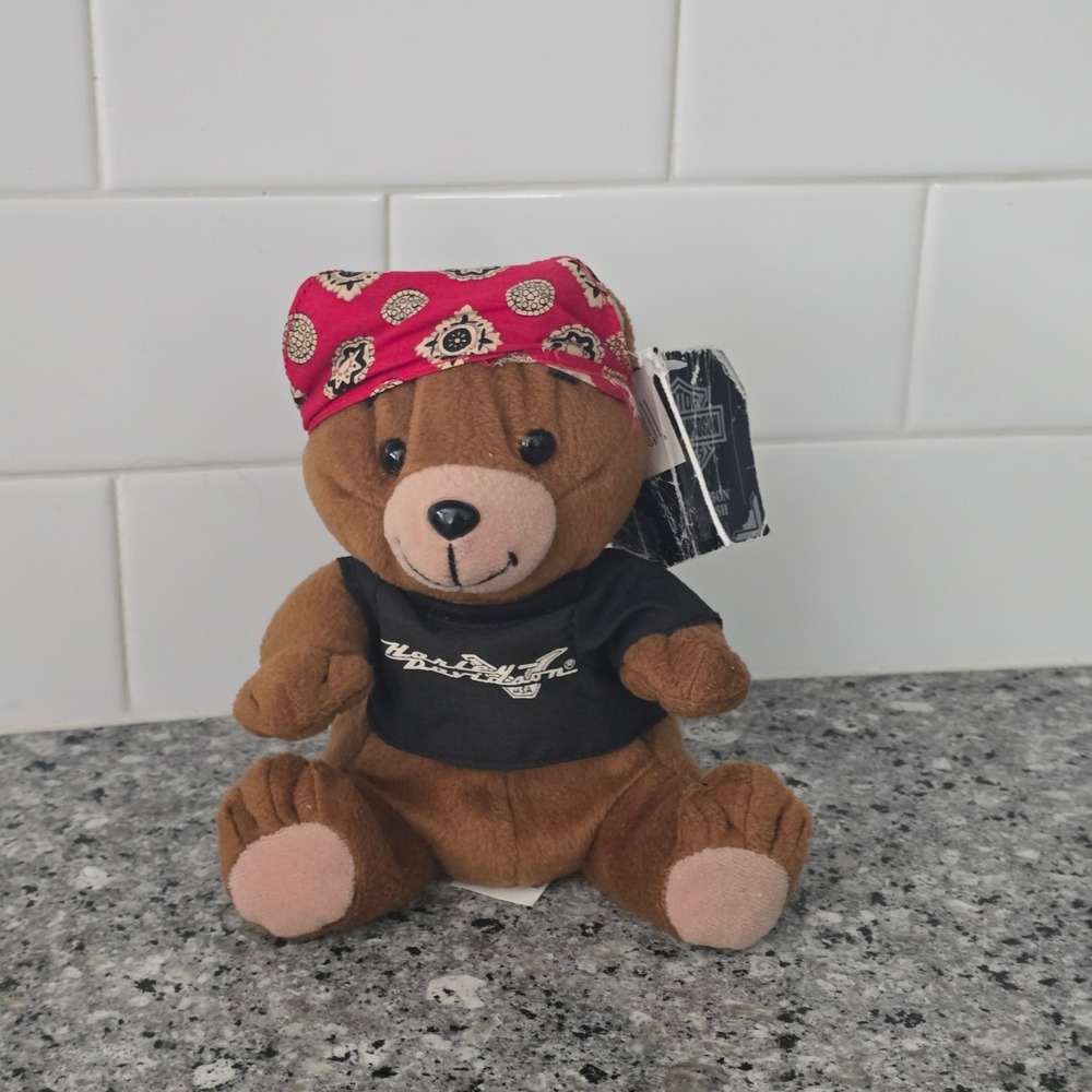 Harley-Davidson Roamer Plush Bear  Brown Red Bandana Vintage 1997 Logo